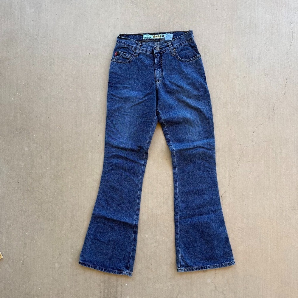 Vintage Mudd Jeans Size 5 26in Waist Blue Denim Low Rise Flare Bootcut Jeans